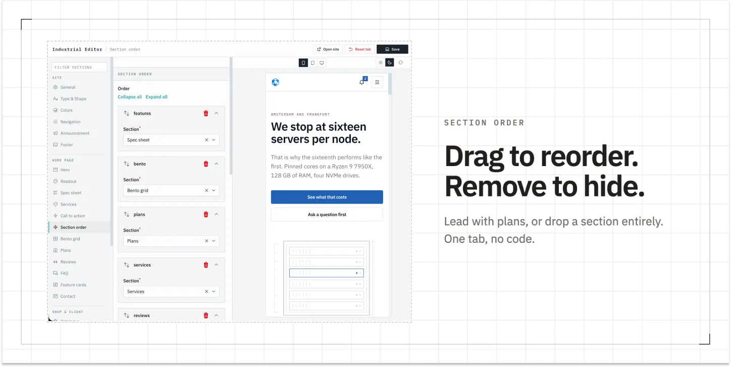 Industrial customer dashboard