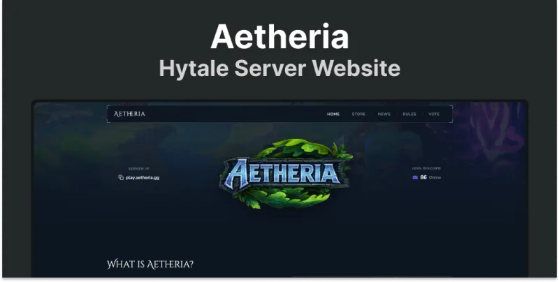 Aetheria | Hytale Server Website