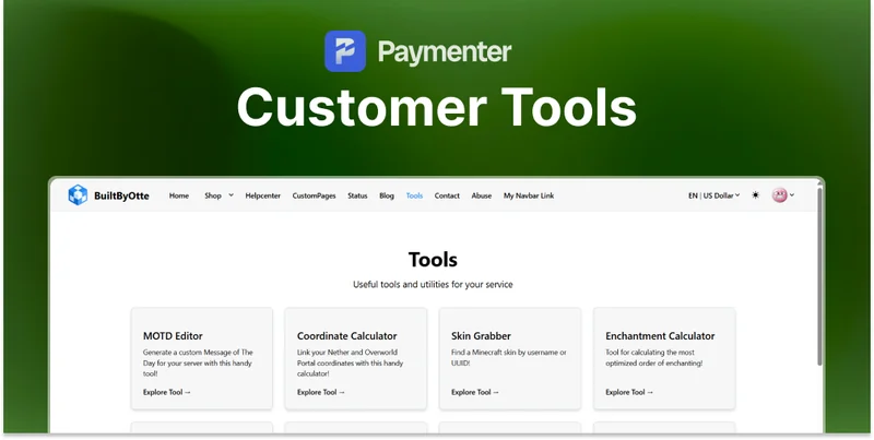 Customer Tools | Paymenter