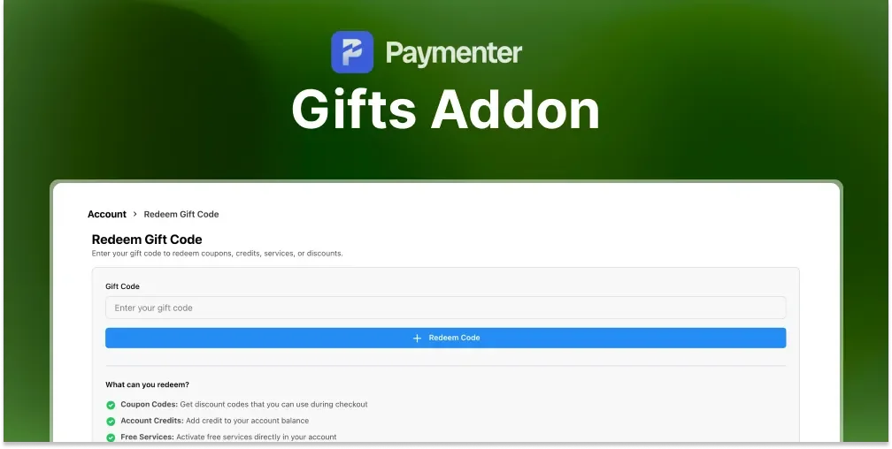 Gifts Addon | Paymenter