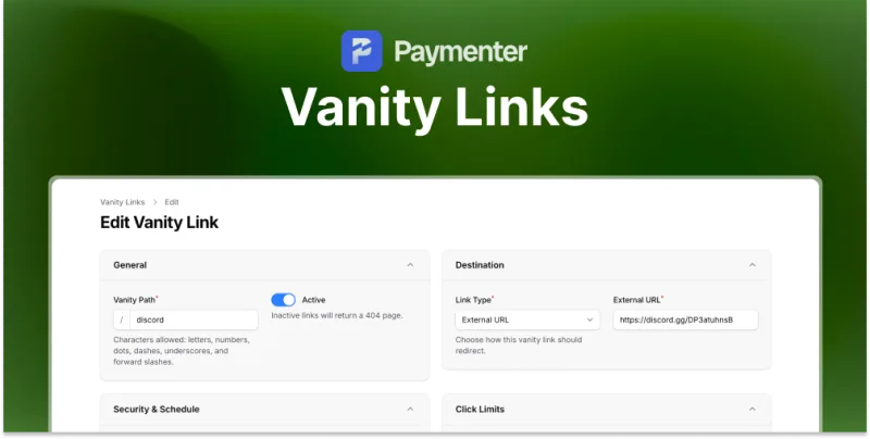 Vanity Links | Paymenter