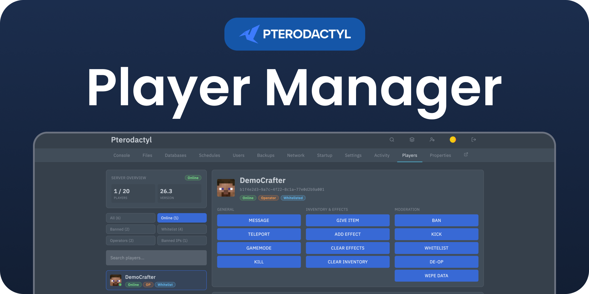 Player Manager | Pterodactyl v2