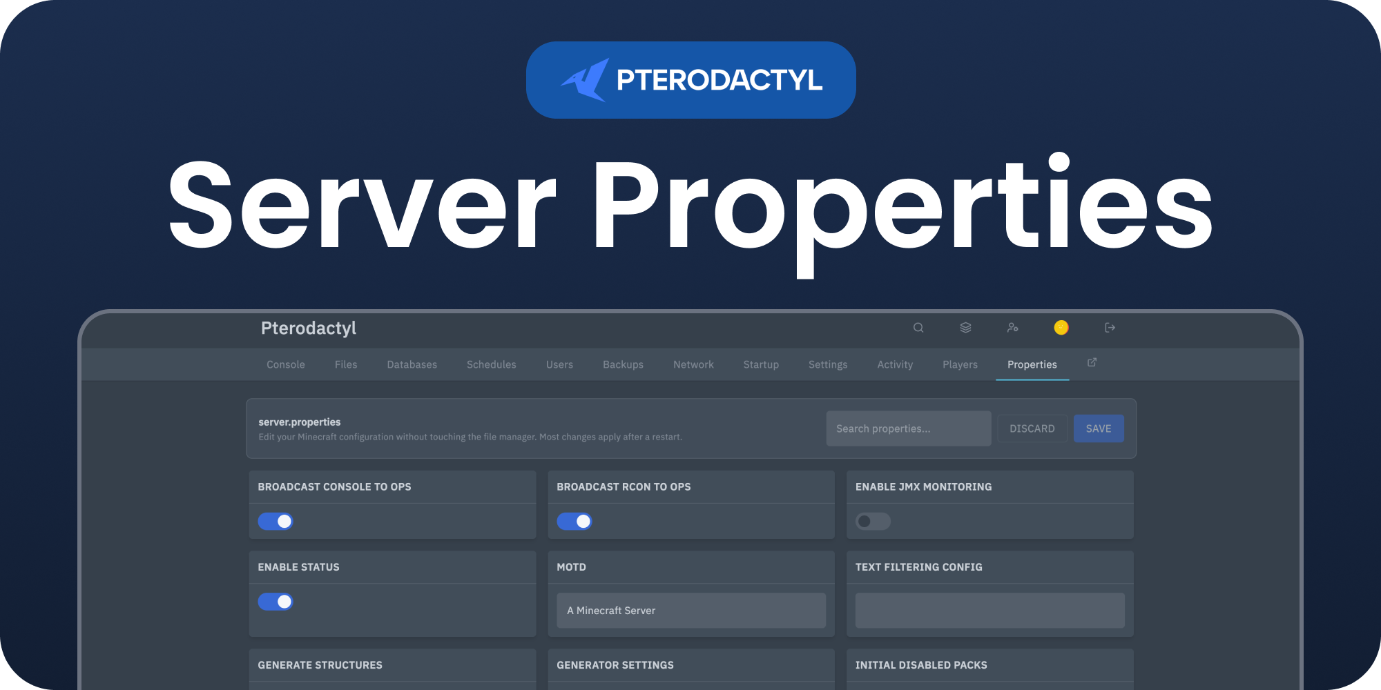 Server Properties | Pterodactyl v2