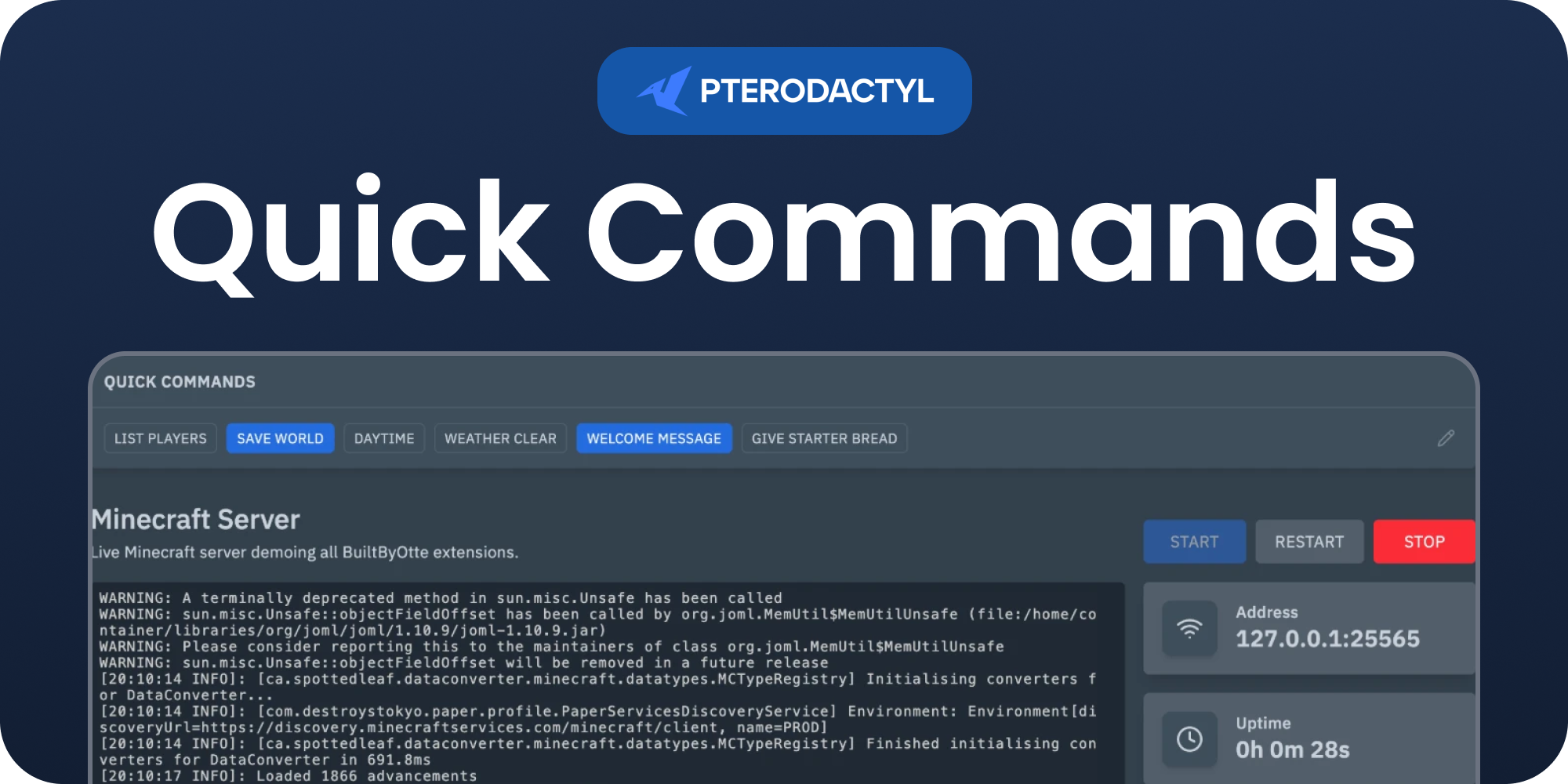 Quick Commands | Pterodactyl v2