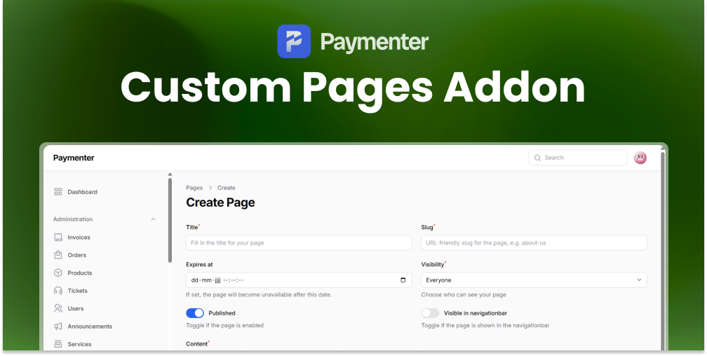 Custom Pages